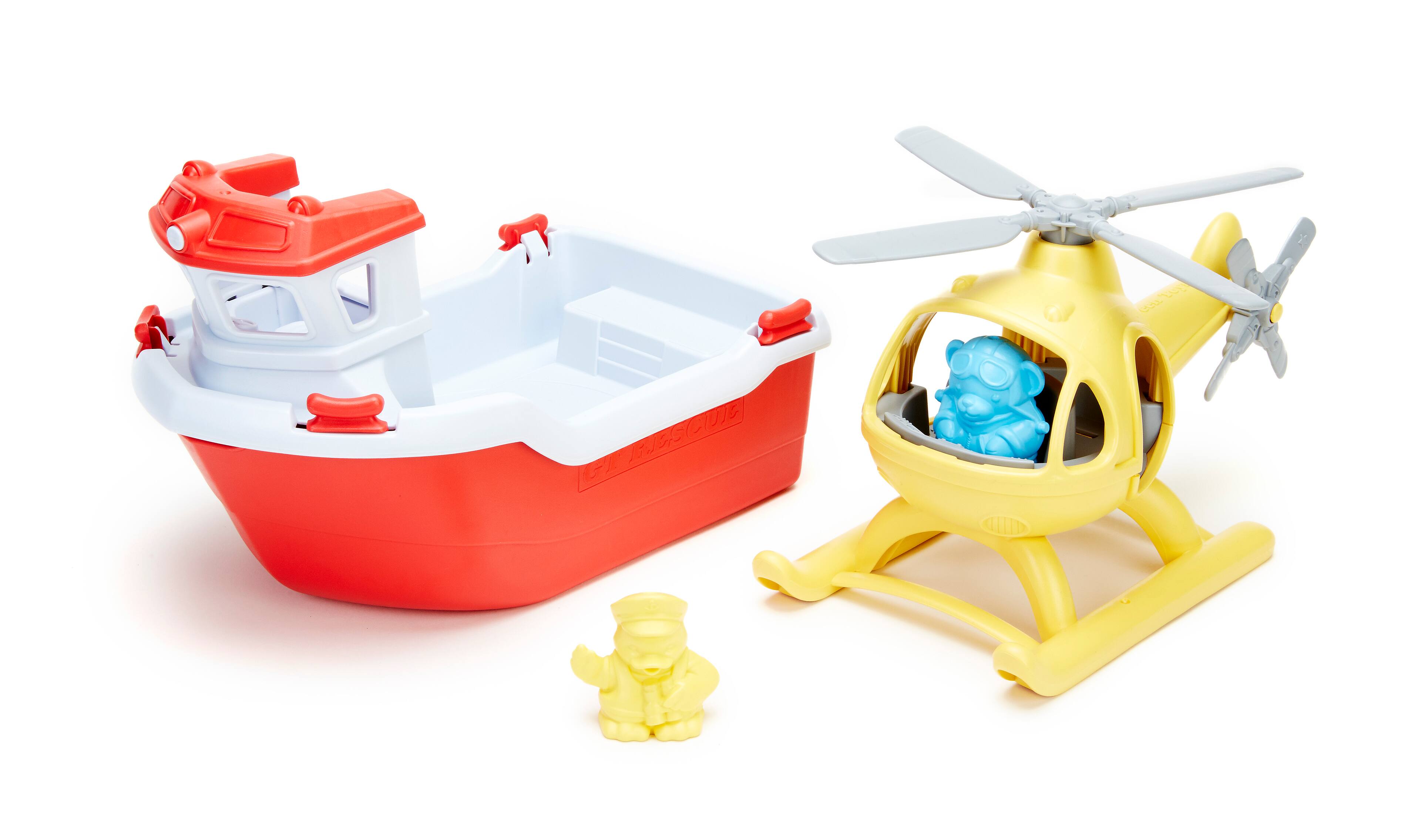 Green Toys Rescue Boat & Helicopter Red - Best Buy