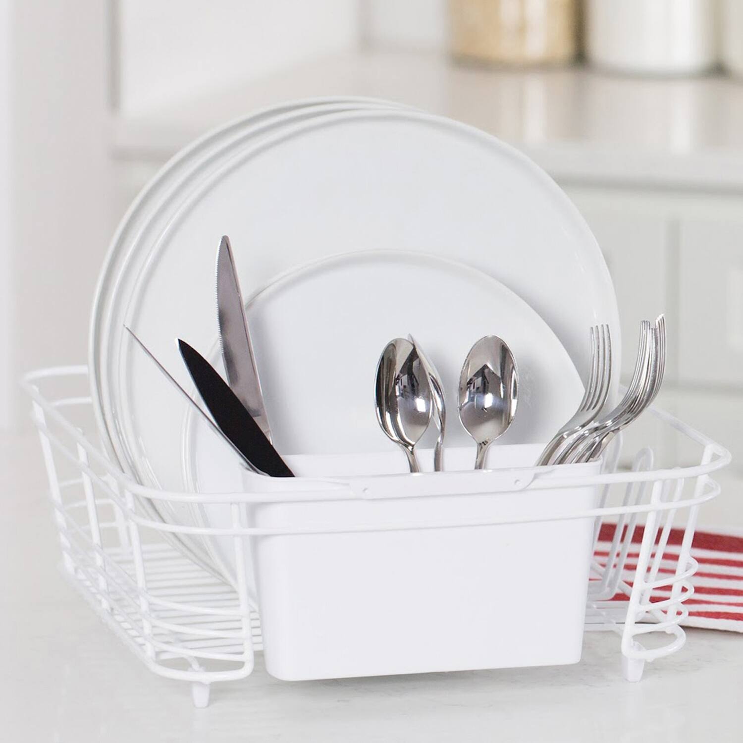Angle. Better Houseware - Better Houseware 1420/w 2-piece Dish Drainer (white) - white.