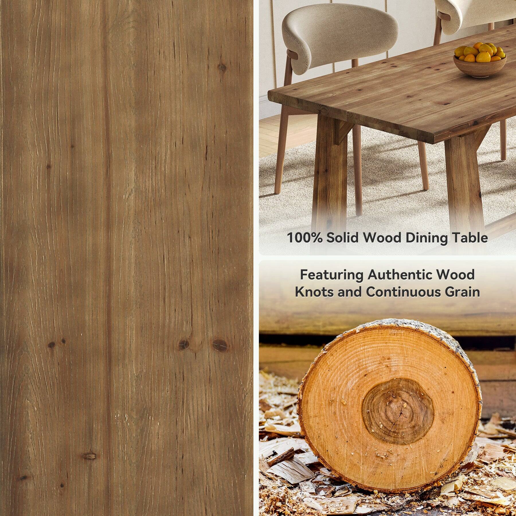 100% Solid Wood Dining Table  
Featuring Authentic Wood Knots and Continuous Grain