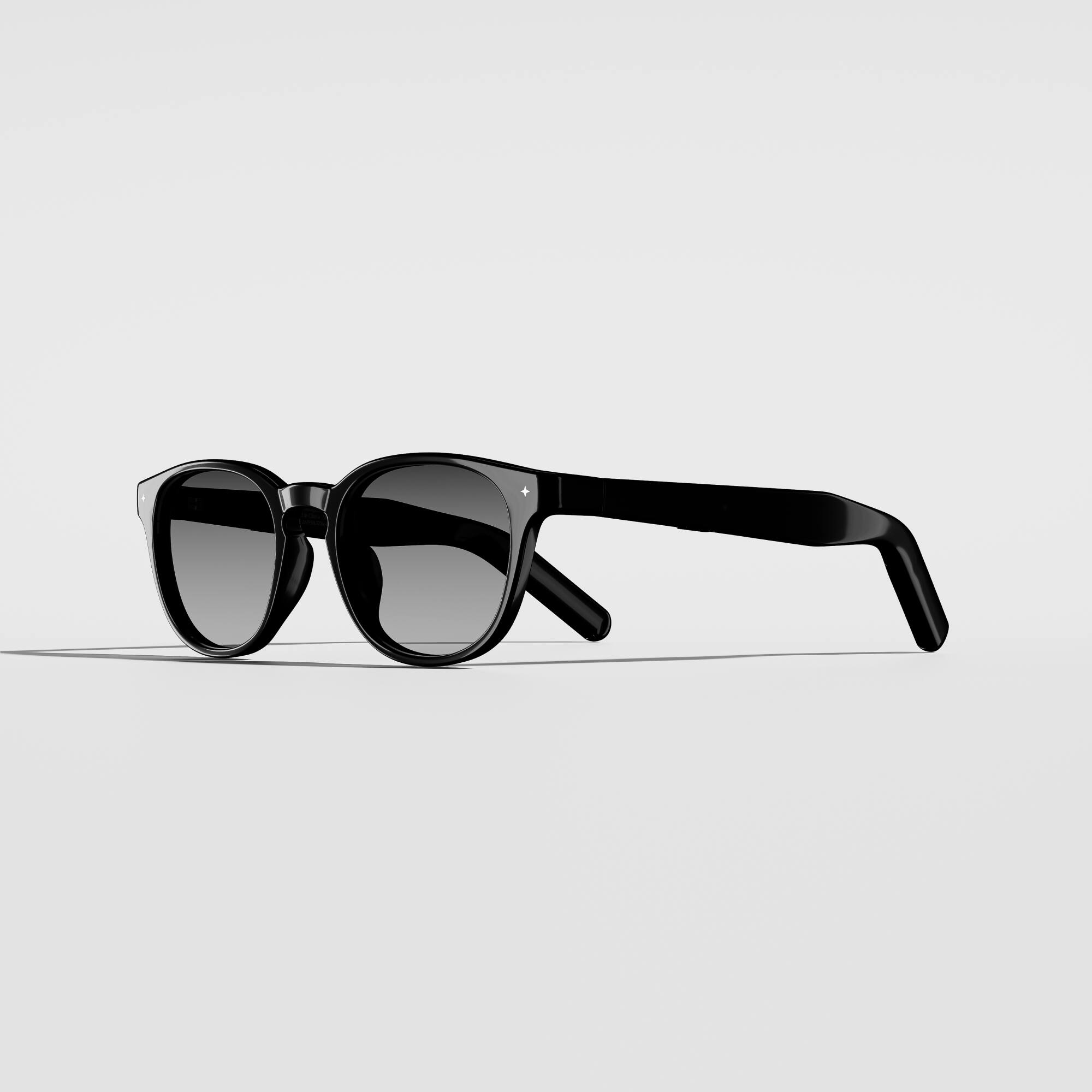 Front. VONDER - BASEL AI Smart Glasses with Memory, 16h+ Battery, Premium Audio, No Camera or Display, Gradient Gray Lenses - Black.