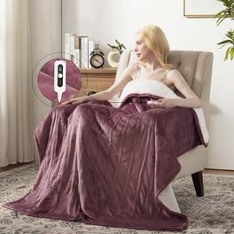 NICHOLAS KLEIN - Heated Blanket Throw Size Soft And Cozy Electric Heating For Bed Automatic Safety System 6 Levels & 4 Hours - Taro Purple Throw Size 50"x60"