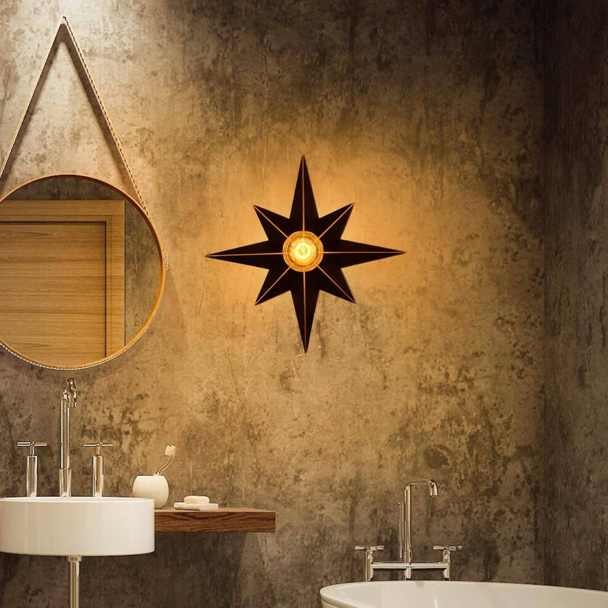 Alt View 5. ELEMENT ACE - Industrial Star Design Flush Mount Ceiling Light Fixture with Gold Accent for Modern Interior Decor - Black.