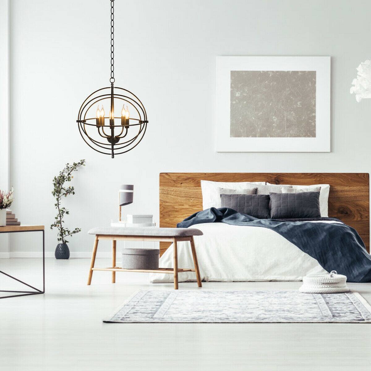 Alt View 6. SKONYON - Foldable Chandelier Light Fixture for Living Room and Dining Room Compatible with E12 Bulbs - Black.