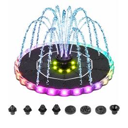 Dartwood - Solar Bird Bath Fountain for Garden - Solar Powered Water Feature with 7 Spray Nozzles for Outdoor Use