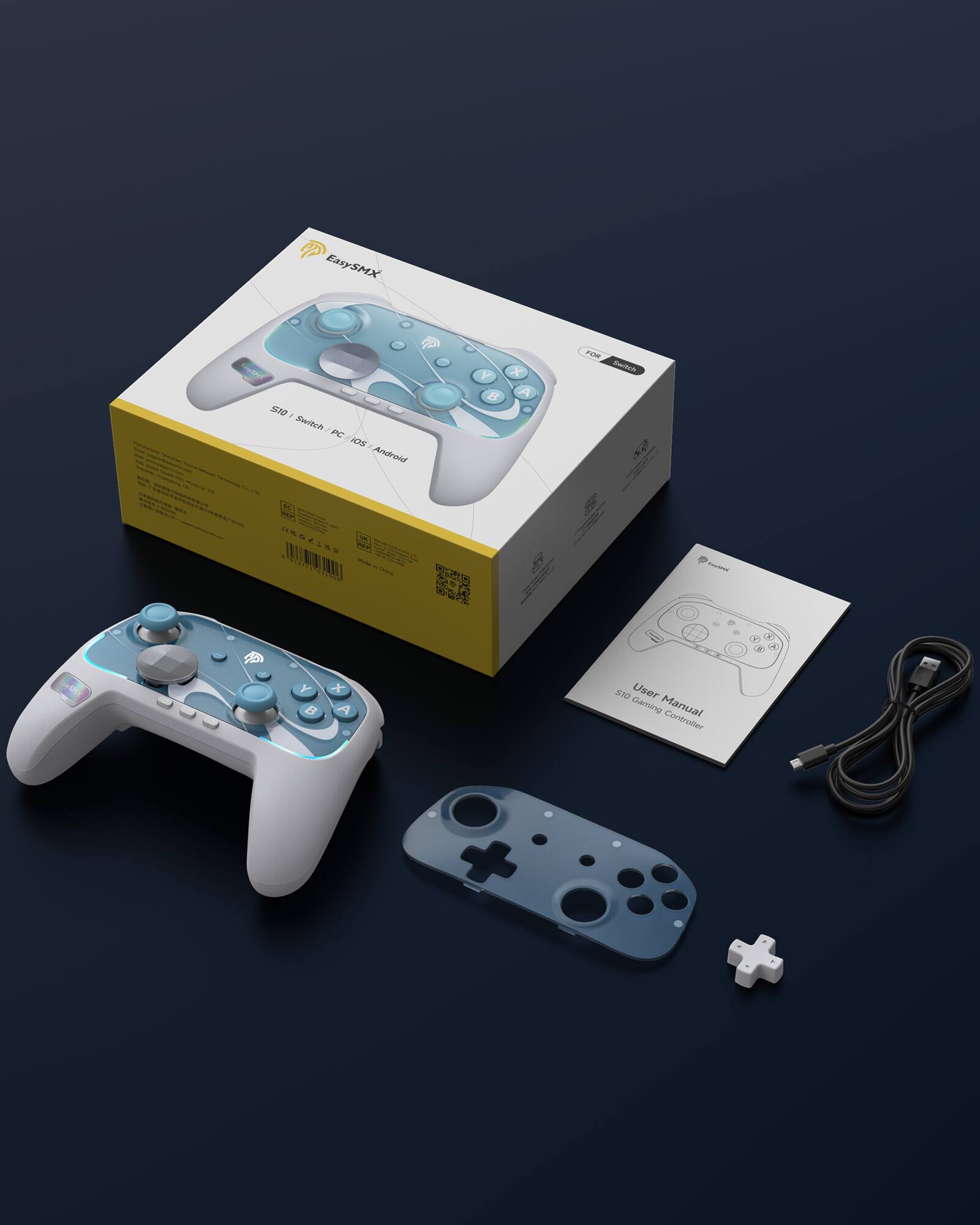 EasySMX Presor KO Buadtch PC aer Andracd Y x B A rUn noing_to_trnscibe .. UMORING NTLNNURBL - - Y E X 810 User Gaming Manual Controler

EasySMX
S10 Switch / PC / iOS / Android

User Manual
S10 Gaming Controller