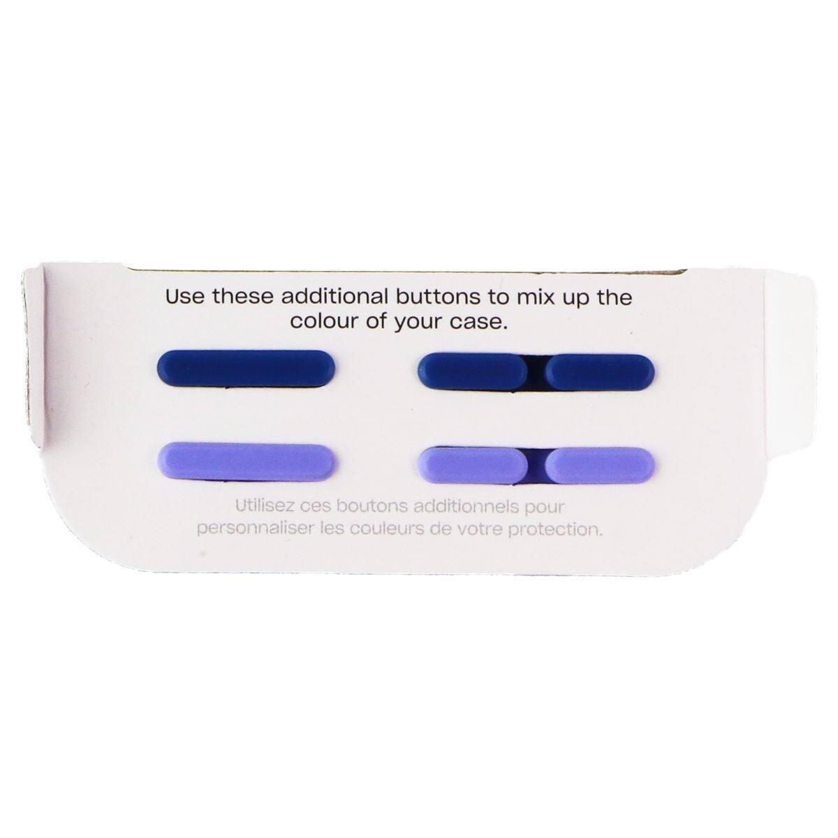 Use these additional buttons to mix up the colour of your case.  
Utilisez ces boutons additionnels pour personnaliser les couleurs de votre protection.