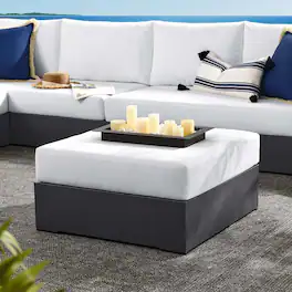 Tahoe Outdoor Patio Powder-Coated Aluminum Ottoman by Modway - Gray White