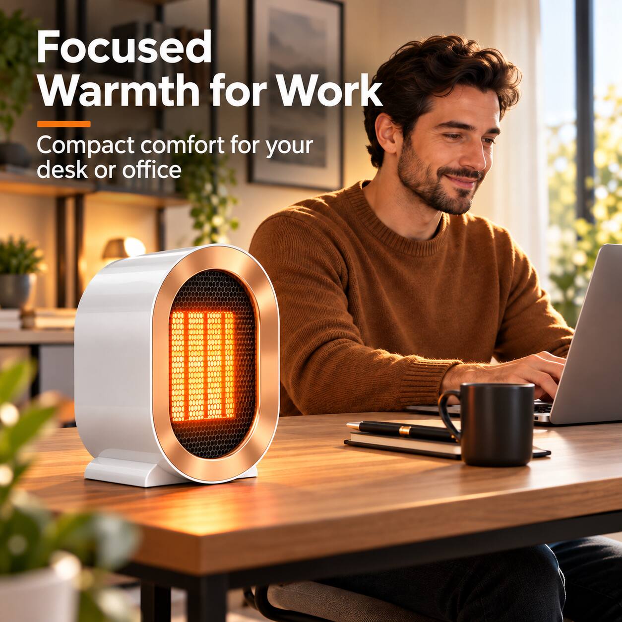 Focused Warmth for Work  
Compact comfort for your desk or office