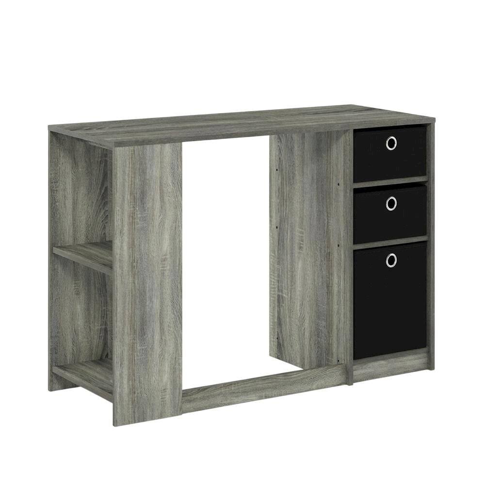 Front. BisonOffice - Modern computer desk in French Oak Grey - spacious workspace, sturdy build - French Oak Grey/Black.