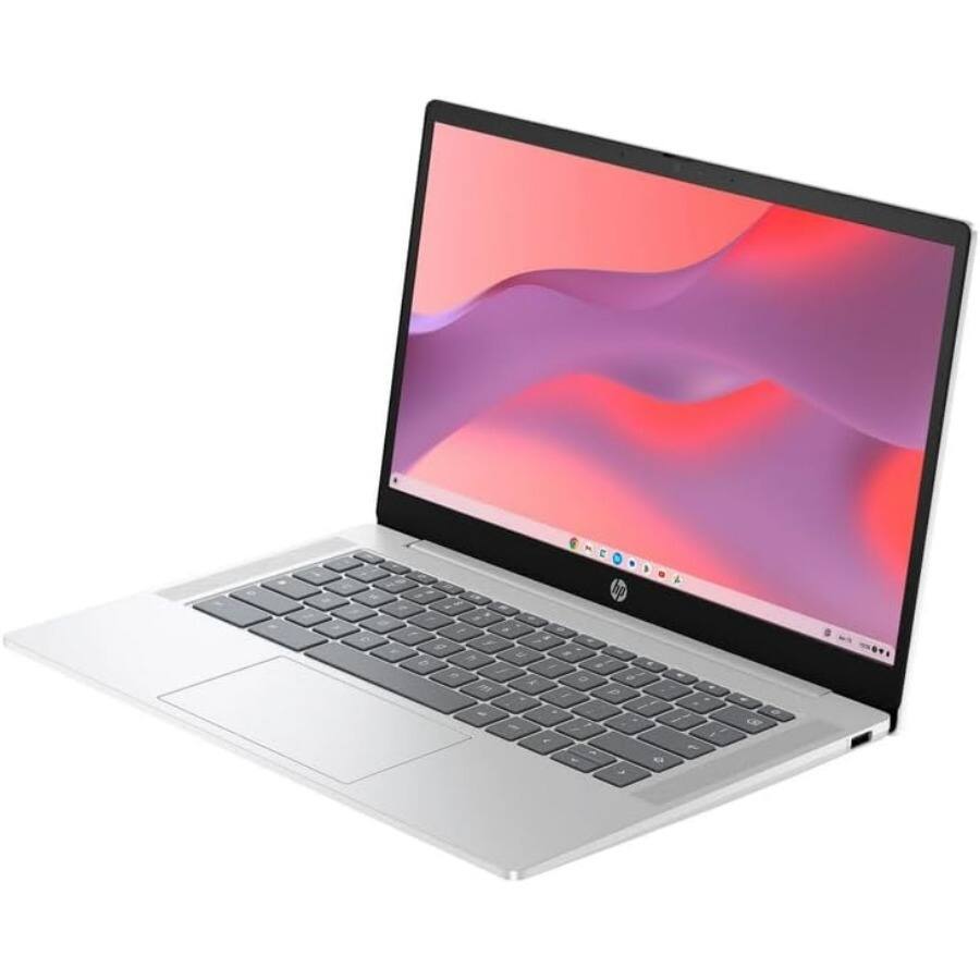 Alt View 3. HP - HP - 14" Chromebook - Intel N200 - 4GB Memory -128GB UFS - ChromeOS - Glacier Silver - Glacier Silver.