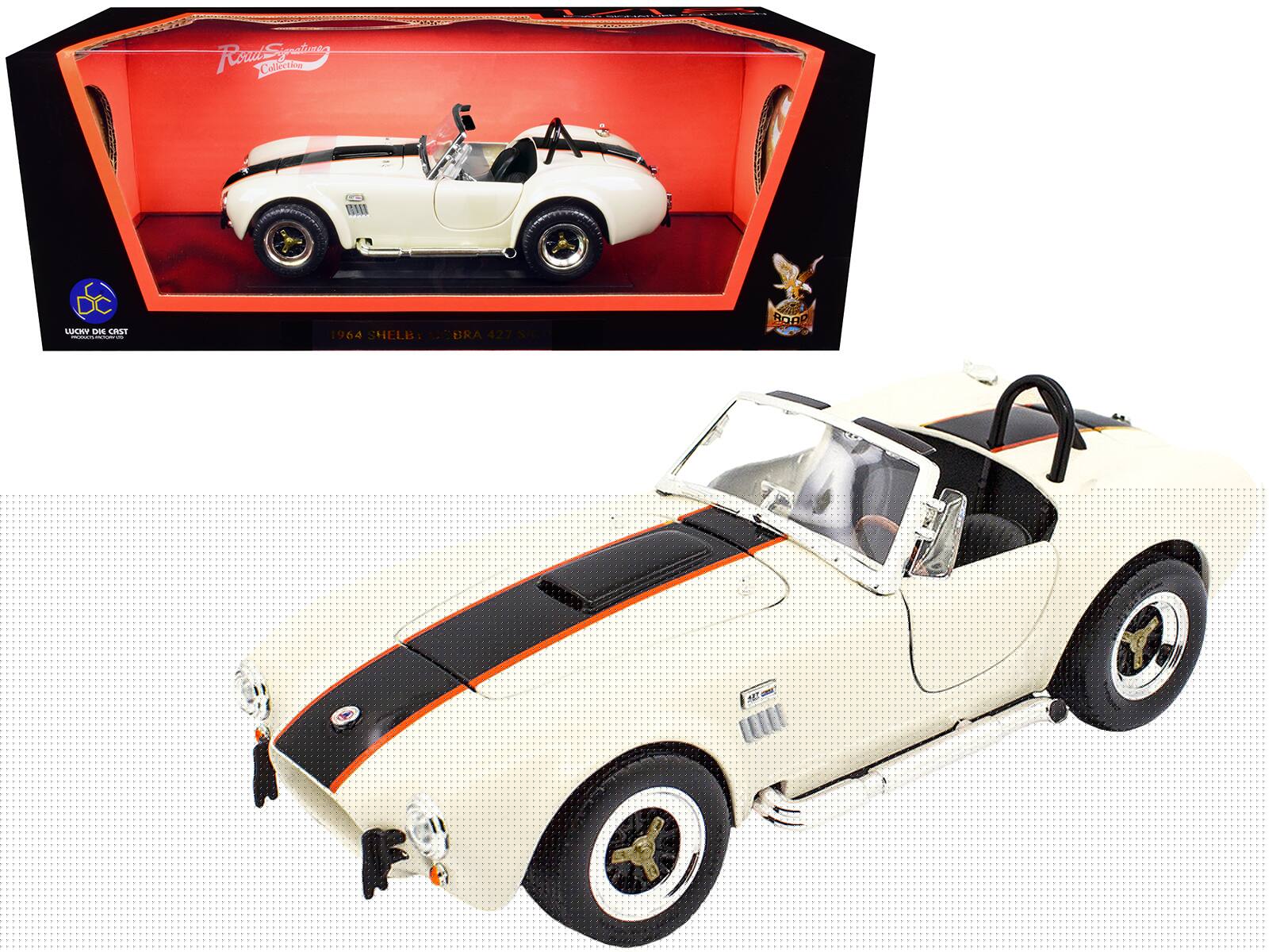 1964 Shelby Cobra 427 S/C Roadster Cream with Black and Orange Stripes 1/18 Diecast Model Car by Road Signature price history on PriceWatchPro