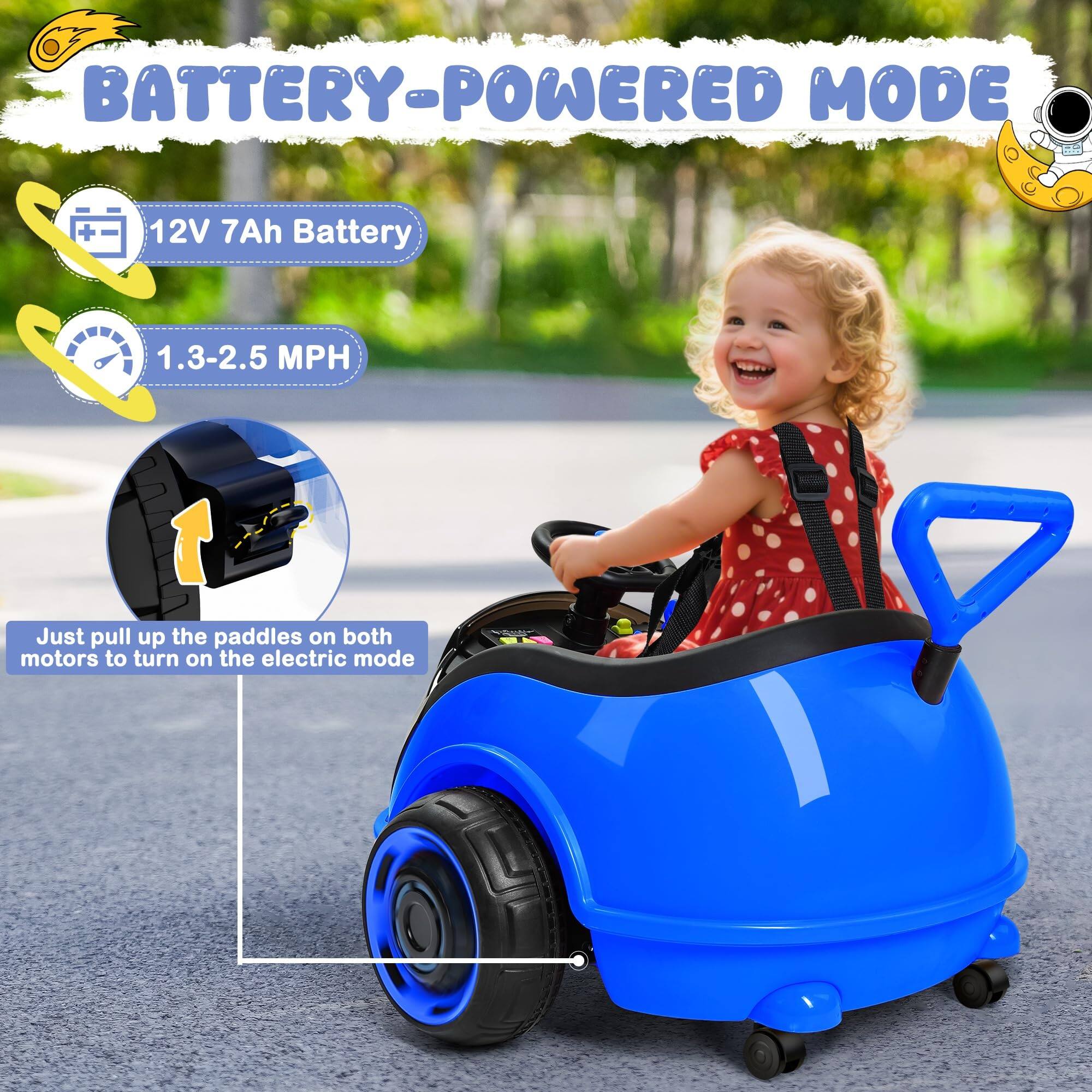 BATTERY-POWERED MODE

12V 7Ah Battery

1.3-2.5 MPH

Just pull up the paddles on both motors to turn on the electric mode