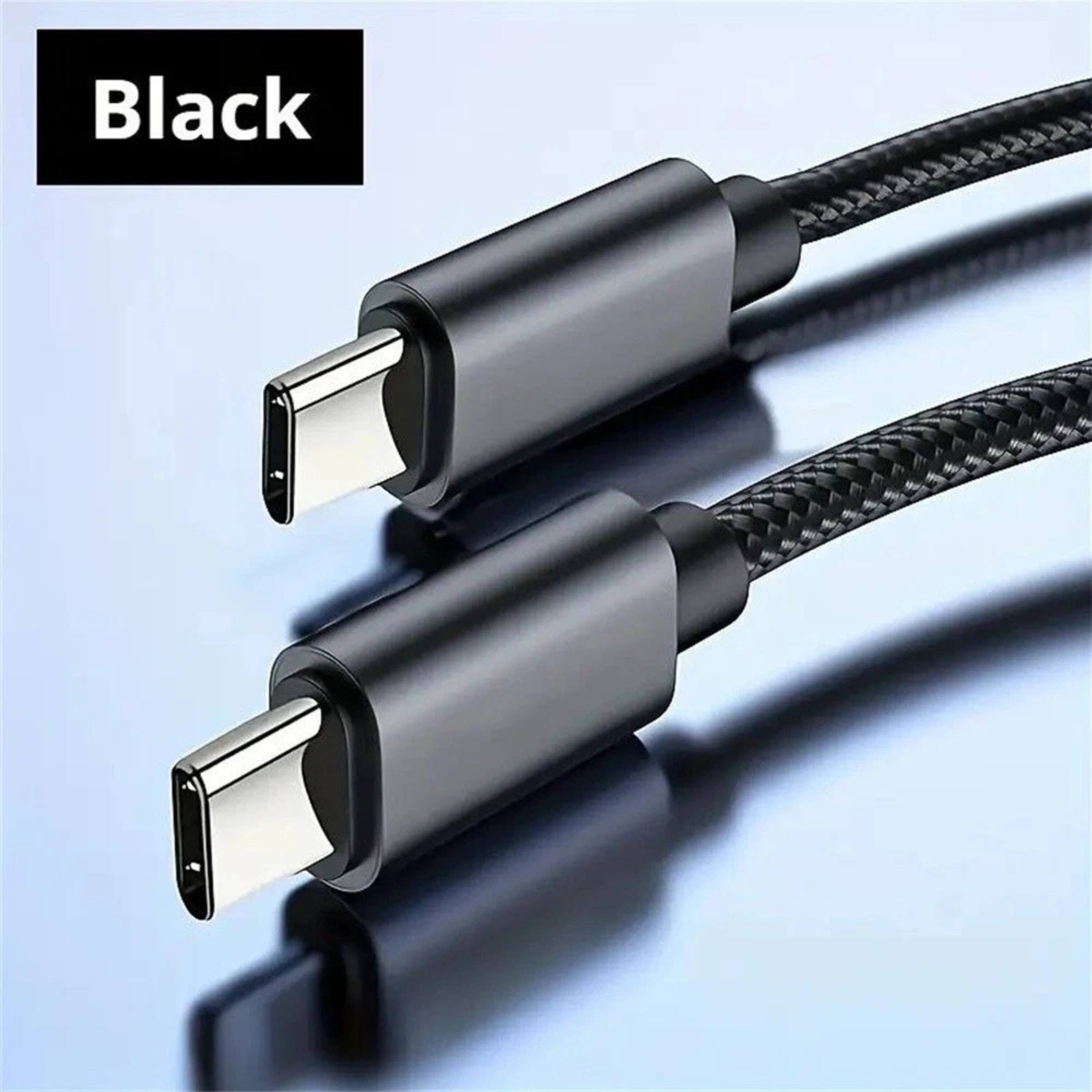 Left. Kitcheniva - Premium USB-C to USB-C Fast Charging Data Sync Charger Cable Cord 6Ft Black - Black.