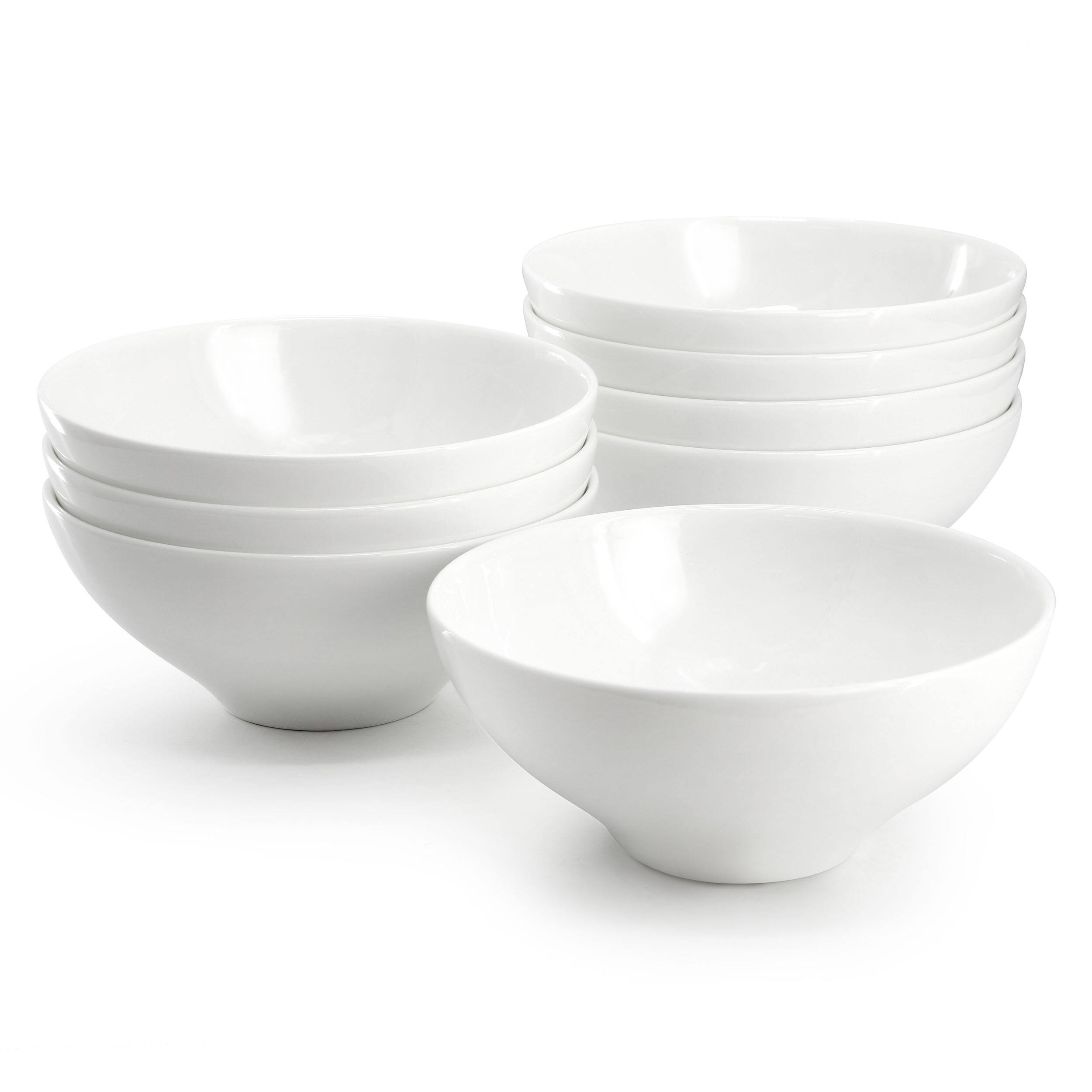 Alt View 4. Gibson - Gibson Elite White Peninsula 8 Piece 6.5 Inch Bone China Cereal Bowl Set in White - White.