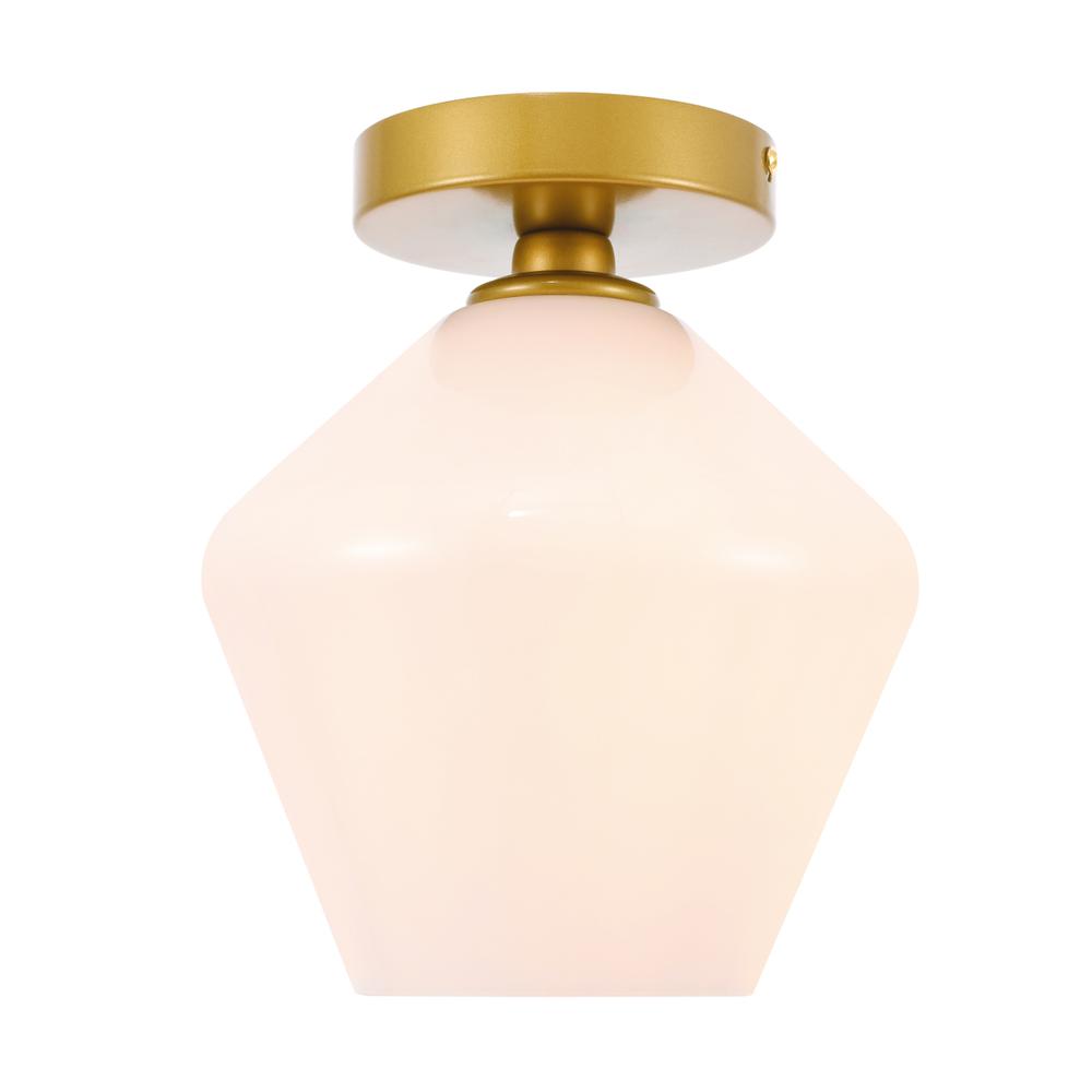 Alt View 8. Living District - Gene 1 light Brass and Frosted white glass Flush mount - Brass And Frosted White Glass.