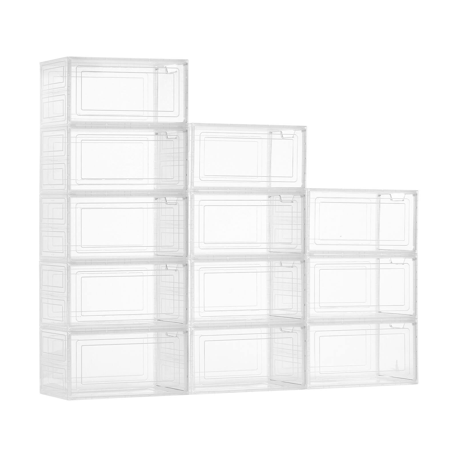 Alt View 5. VEVOR - Shoe Storage Boxes, 12 Pack Clear Stackable Shoe Boxes Storage Organizers with Magnetic Door, Fit up to US Size 13 - Transparent White.