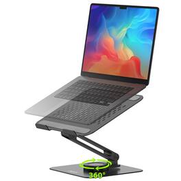 HongFei - Laptop Stand for Desk - 360 Swivel Base, Rotating Riser, Adjustable Computer Stand, Ergonomic Holder, Portable (10-16") - Black-T30