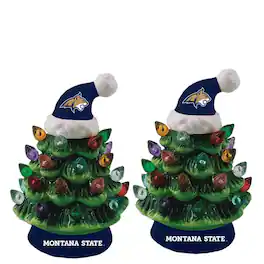 Evergreen Enterprises - Montana State Bobcats 2-Pack 4" Ceramic LED Christmas Tree Set - Multicolor