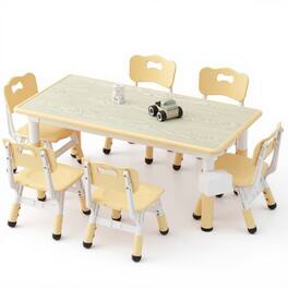 Electrodes Masters - 7-Piece Activity Table and Chair Set - Adjustable Height, Design for Group Activities - Light Yellow
