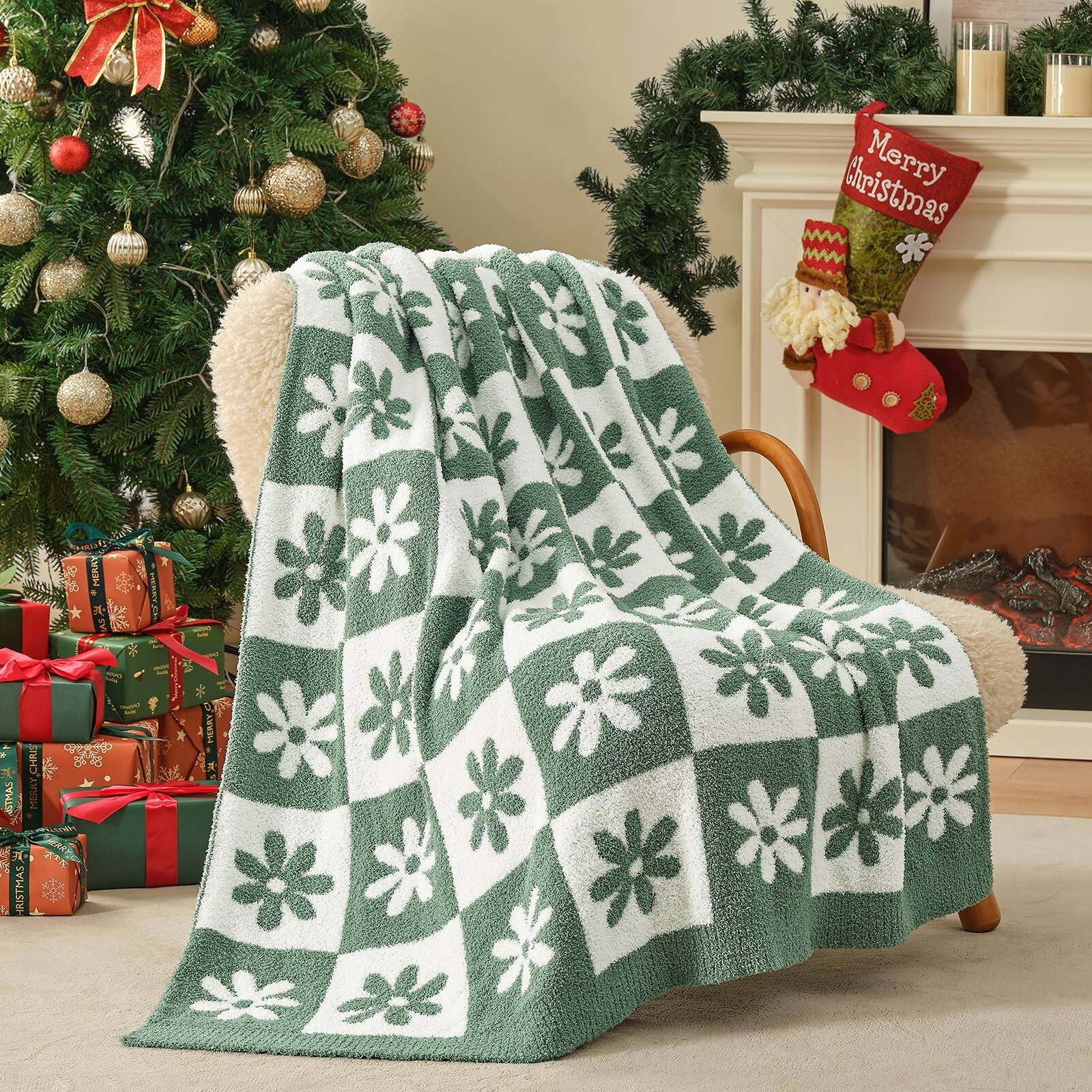 Christmas Green Flower-Throw(50"x60")