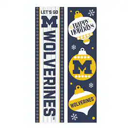 Evergreen Enterprises - Michigan Wolverines 47" Double Sided Christmas Leaner Fan Sign - Multicolor