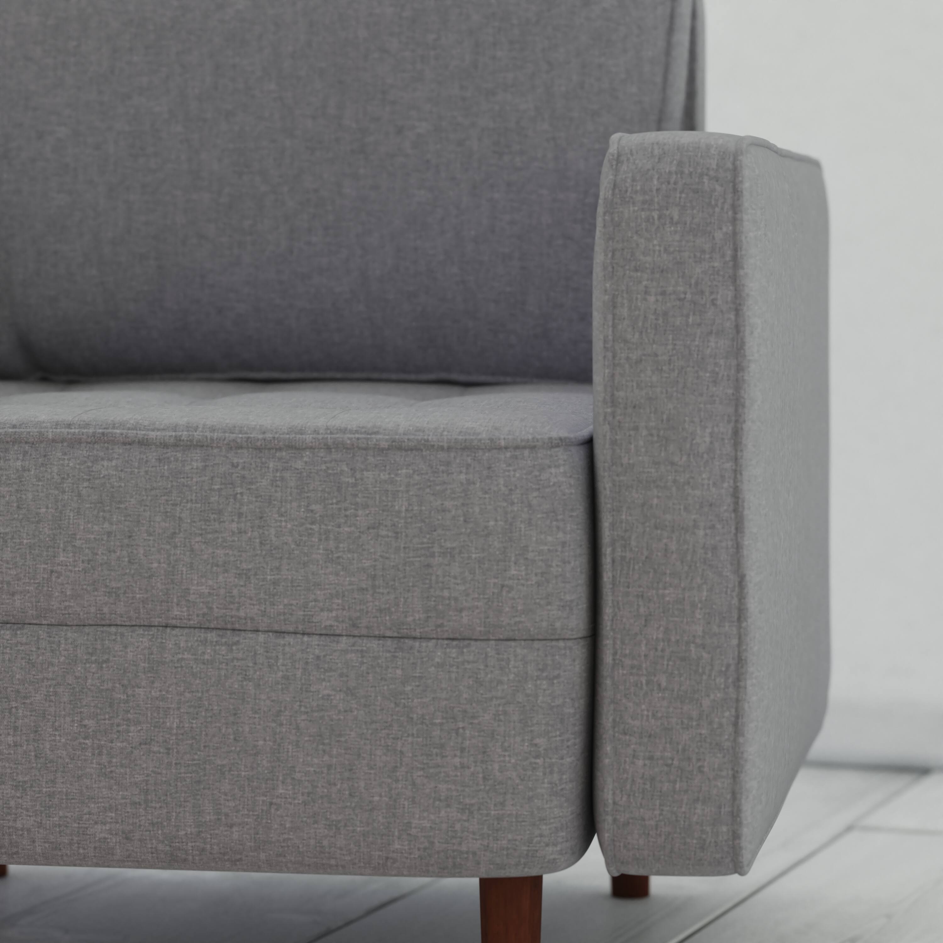 Alt View 4. Emma + Oliver - Holden Upholstered Mid-Century Modern Pocket Spring Accent Chair with Wooden Legs and Removable Back Pillows - Slate Gray.