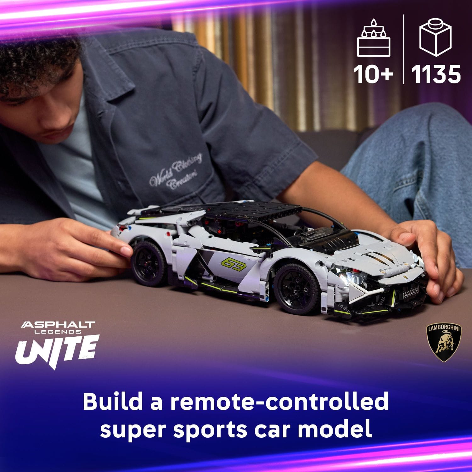 10+ 1135 Clotking Wrdd Creatori 63 ASPHALT LAMBORGHINI LEGENDS UNITE Build a remote-controlled super sports car model