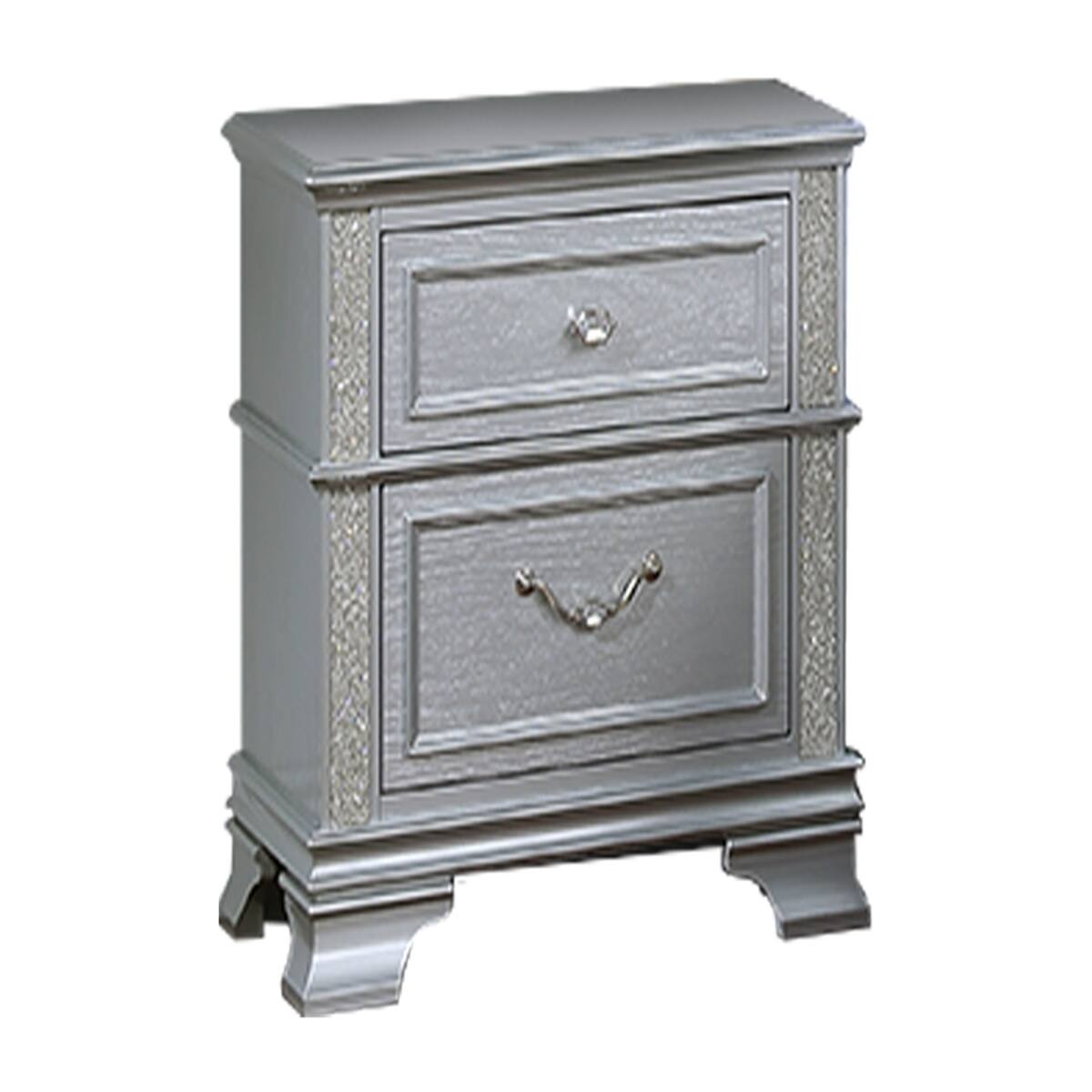 Loheer Two Drawer Nightstand with Glitter Front, 26 Inch Bedroom ...