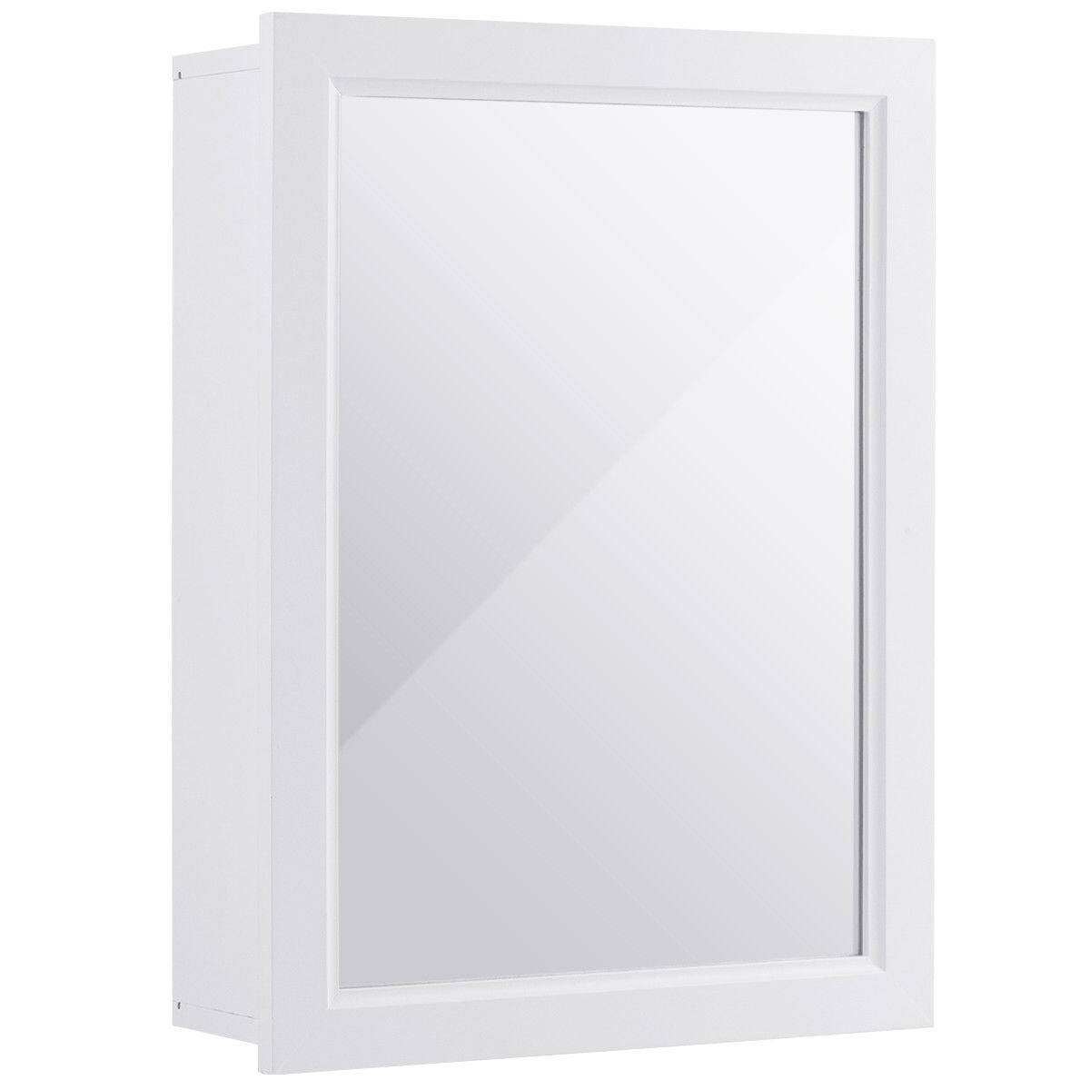 Alt View 1. Gymax - Gymax Bathroom Mirror Cabinet Wall Mounted Kitchen Medicine Storage Adjustable Shelf - White.