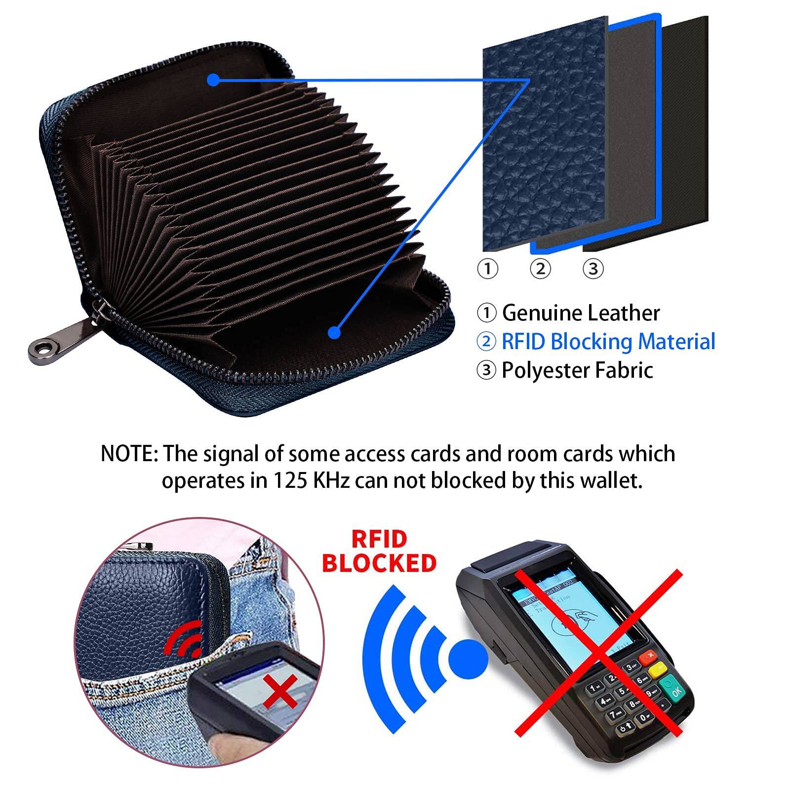 Back. Jadie Link - Rfid Slots Credit Card Holder Genuine Leather Small Wallet Women Men Zipper Real Leather Genuine Leather Credit Card - Black.