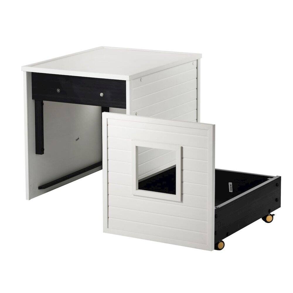 Angle. New Age Pet - ECOFLEX Freedom Litter Loo End Table with Pull Out Drawer for Easy Clean - White.