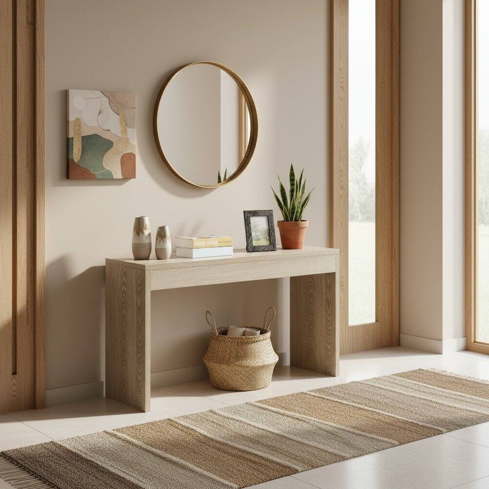 Alt View 1. FurniFact - Console Desk Hall Table Wide Spacious Top - Ice White.