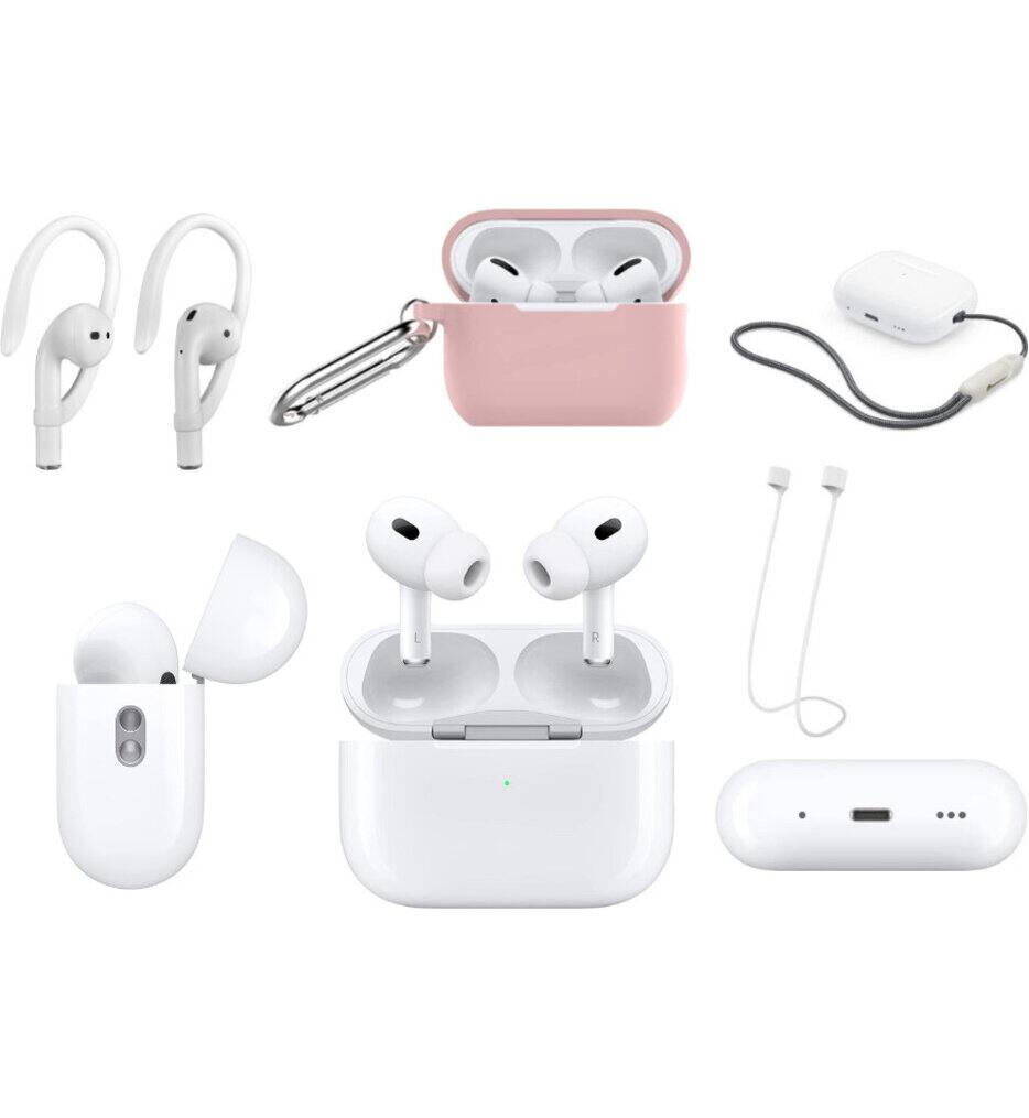 Front. Apple - Apple AirPods Pro (2nd generation) Pink Bundle With Accessories - Multi.