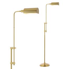 Jonathan Y - Zinnia 63" Industrial Minimalist Height-Adjustable Iron Pharmacy LED Floor Lamp - Brass Gold