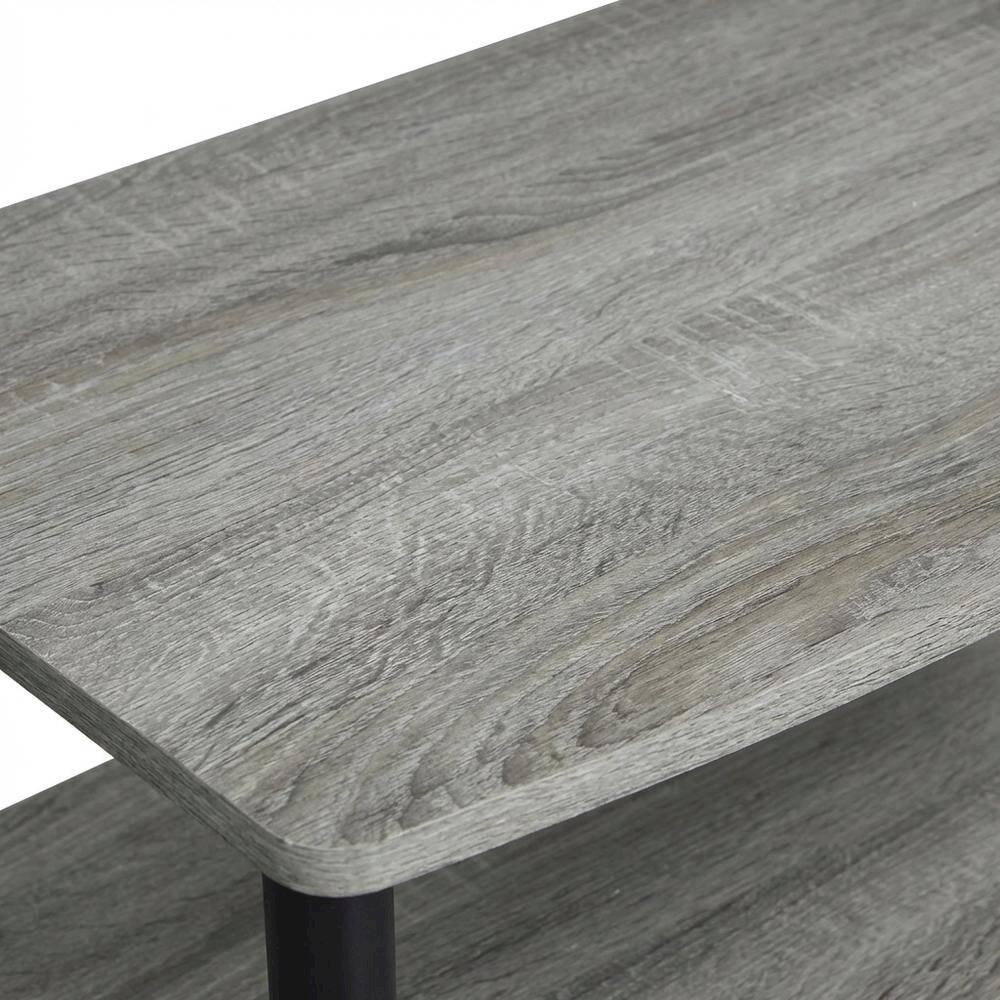 Alt View 4. FurniFact - Elevated TV Stand with No Tools Assembly in French Oak Grey and Black Finish - Brown.