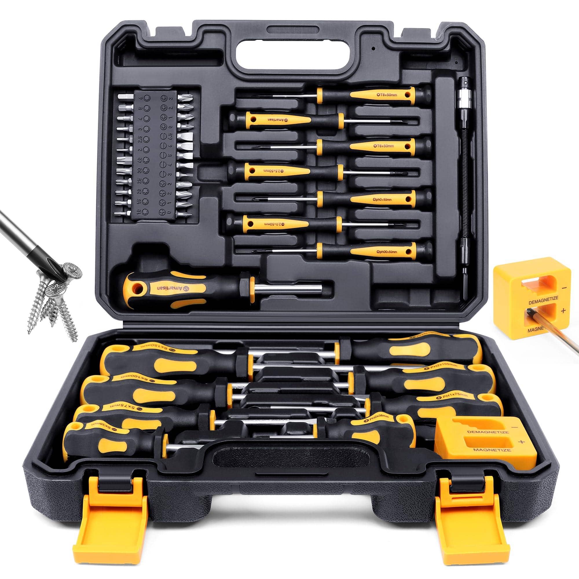 JETRANSPORT - 175-piece Magnetic Screwdrivers Set Plastic Racking Diy Tools For Men Gift Includs Precision Magnetizer - 43-piece Screwdrivers Set