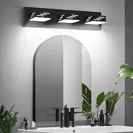VEVOR - 3-Light LED Modern Vanity Light Fixtures, 19.69-Inch, Finish Bathroom Wall Lighting Fixture Over Mirror - Black