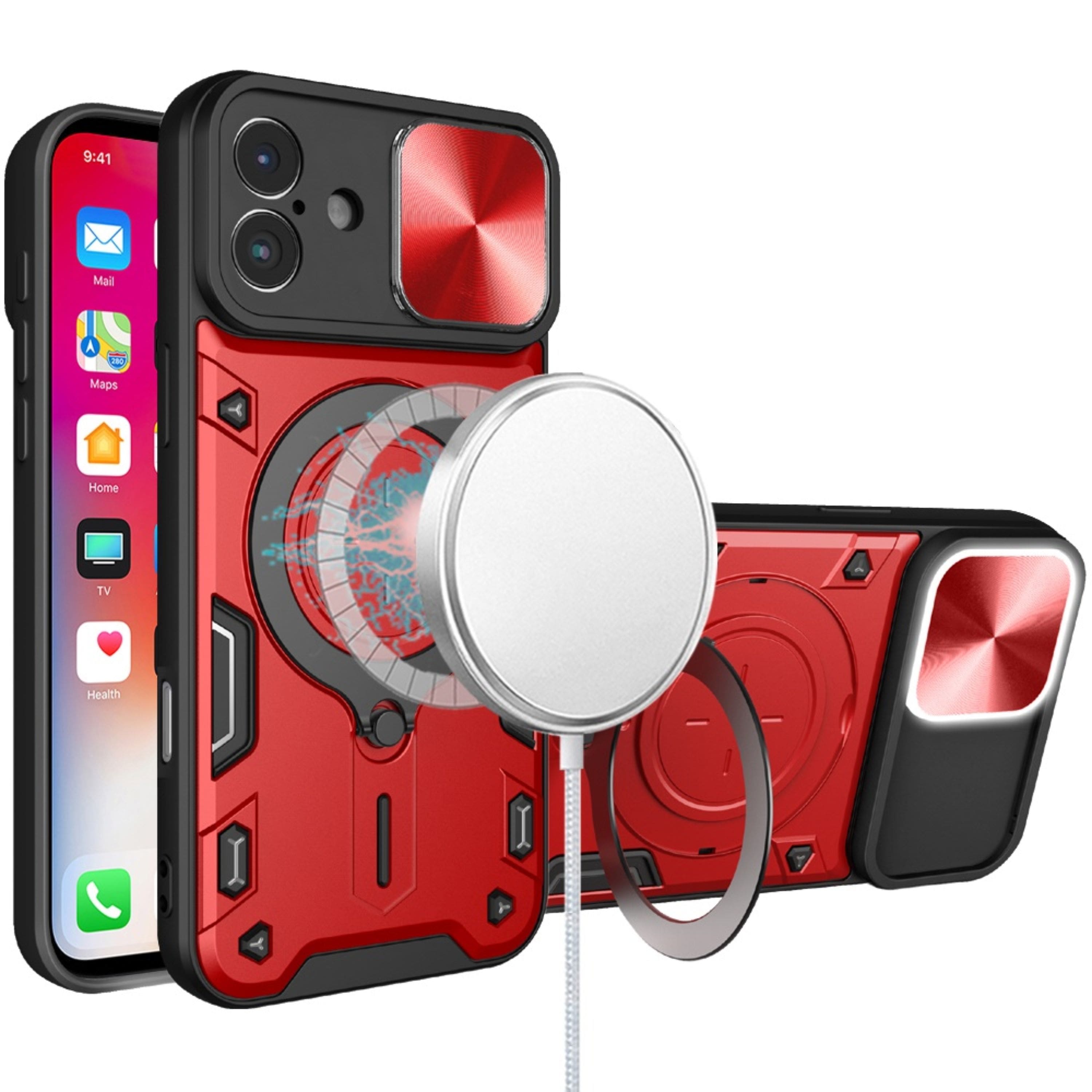 Kitcheniva - Magnetic Lens Protection Case With Tempered Glass For iPhone 16 - Red price history on PriceWatchPro