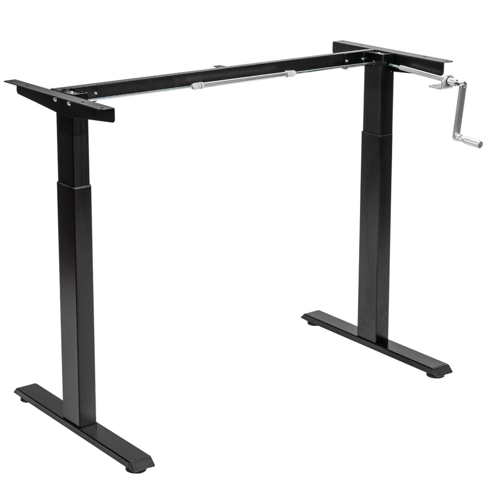 Gymax - Hand Crank Sit to Stand Desk Frame Height Adjustable Standing Base - Black