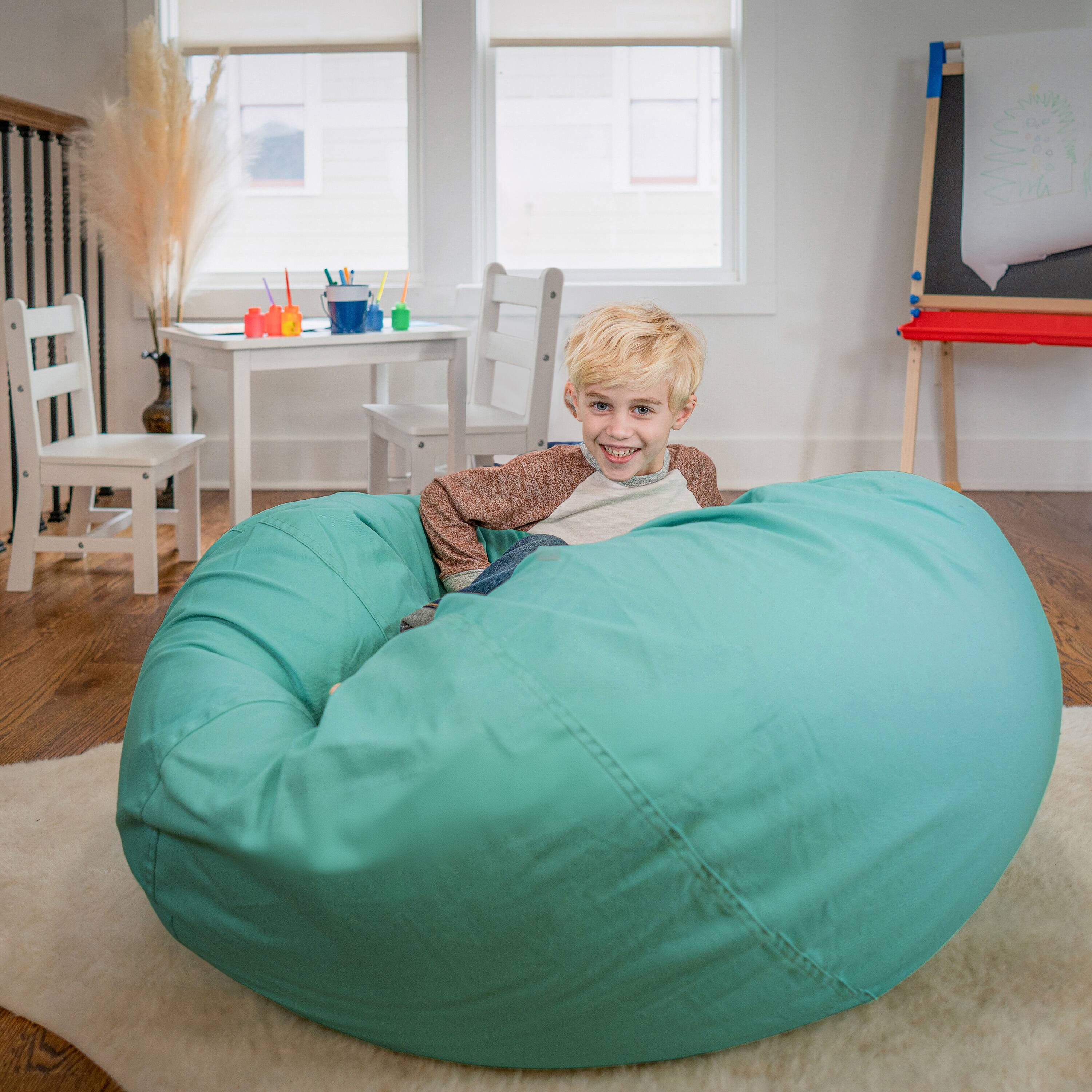 Emma + Oliver Oversized Bean Bag Chair for Kids and Adults Mint