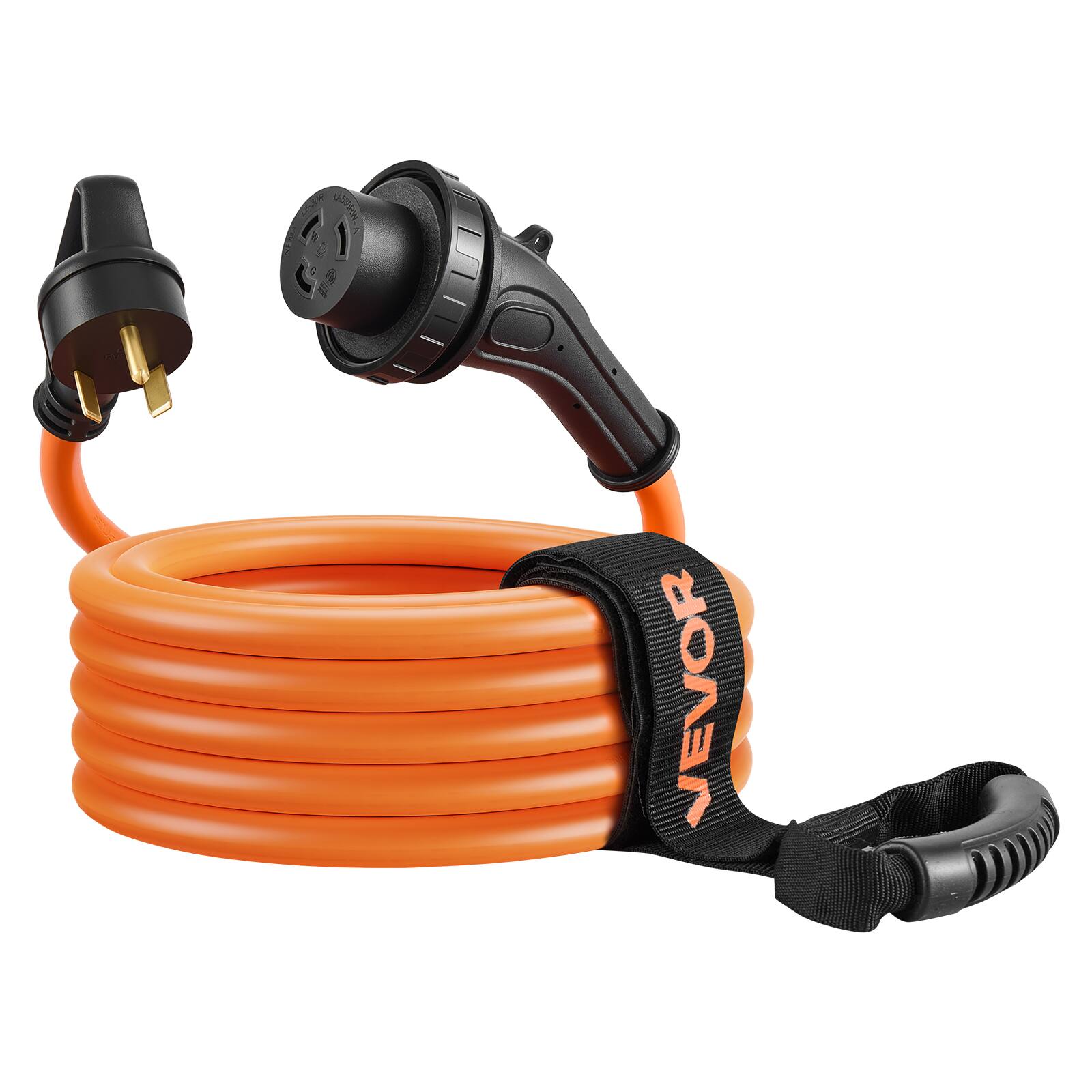 Alt View 5. VEVOR - 30 Amp 25 Feet RV Power Cord, 125V 3750W, Heavy Duty 10/3 Gauge STW Generator Cord, NEMA TT-30P to NEMA L5-30R - Orange;Black.