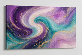 FC Design - Large Canvas 24x36" Abstract Swirl Purple Teal Fluid Art Painting Home Wall Décor - MultiColor