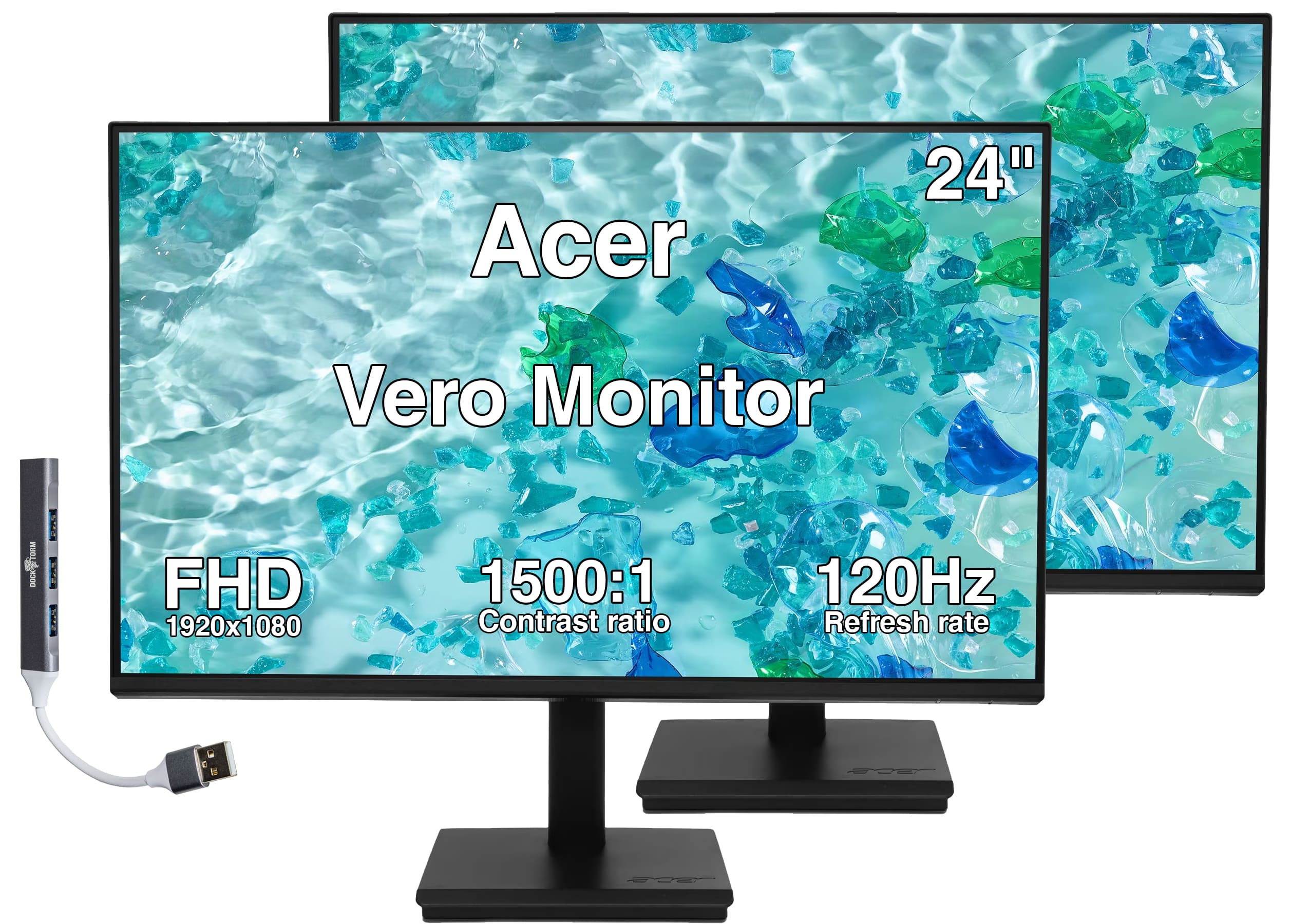 "Acer - Vero 24"" FHD IPS Monitor, 4ms Response Time, 120Hz Refresh Rate, Built-in Speaker & DKZ Hub 2 Pack w/HDMI cable - Black" price history on PriceWatchPro
