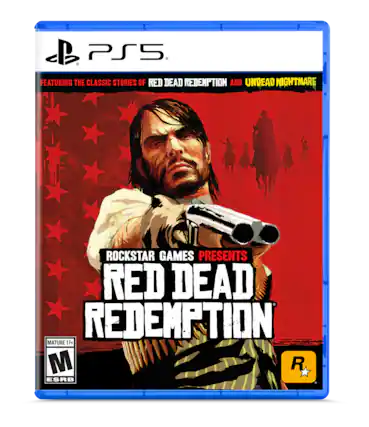 PS5
Featuring the classic stories of Red Dead Redemption and Undead Nightmare
Rockstar Games presents
Red Dead Redemption
Mature 17+
M ESRB - M (Mature 17+)