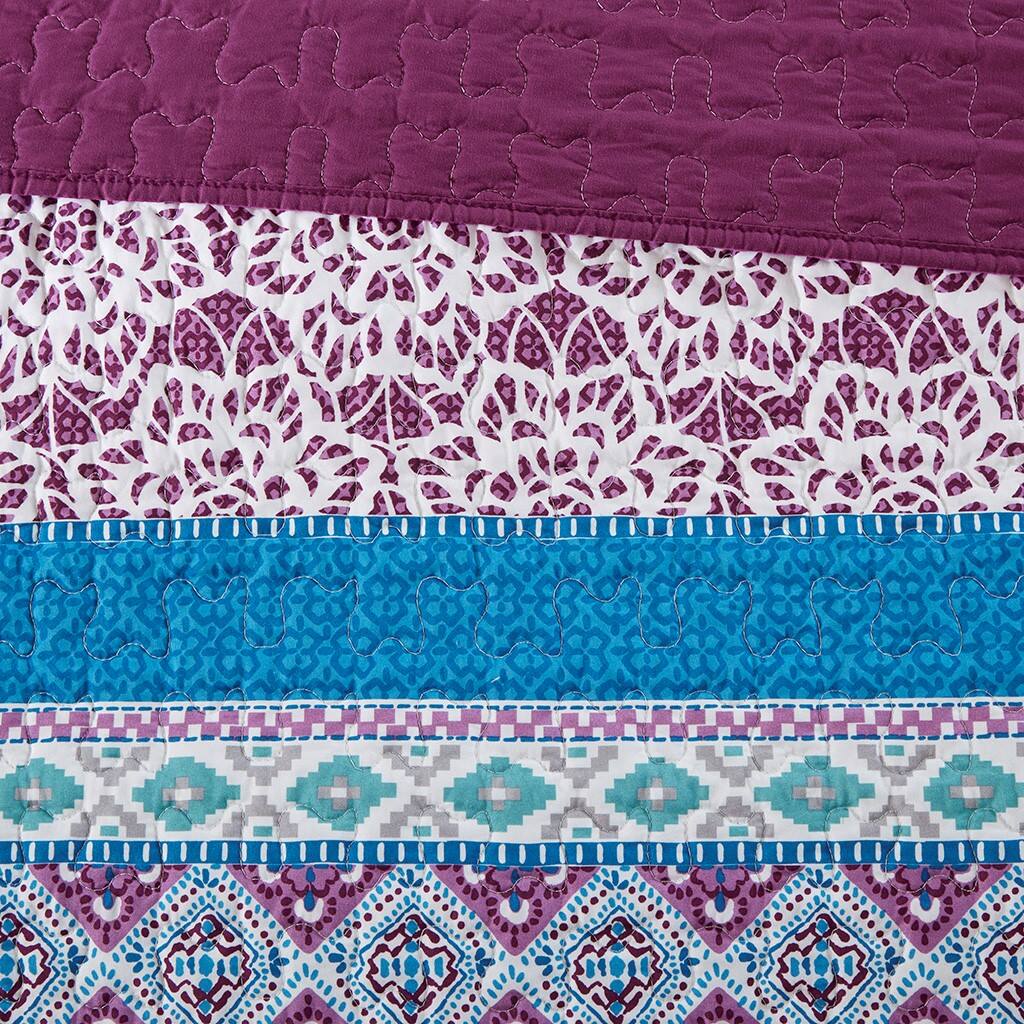 Alt View 5. Gracie Mills - Gracie Mills Merewen Reversible Quilt Set with Throw Pillows - Purple.