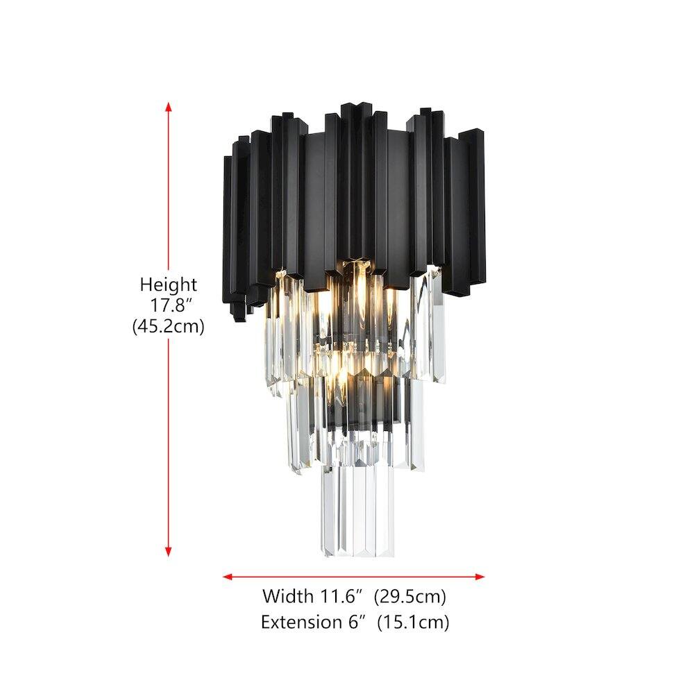 Elegant Lighting - Willow 12 Inch Wall Sconce In Black - Black And Clear price history on PriceWatchPro