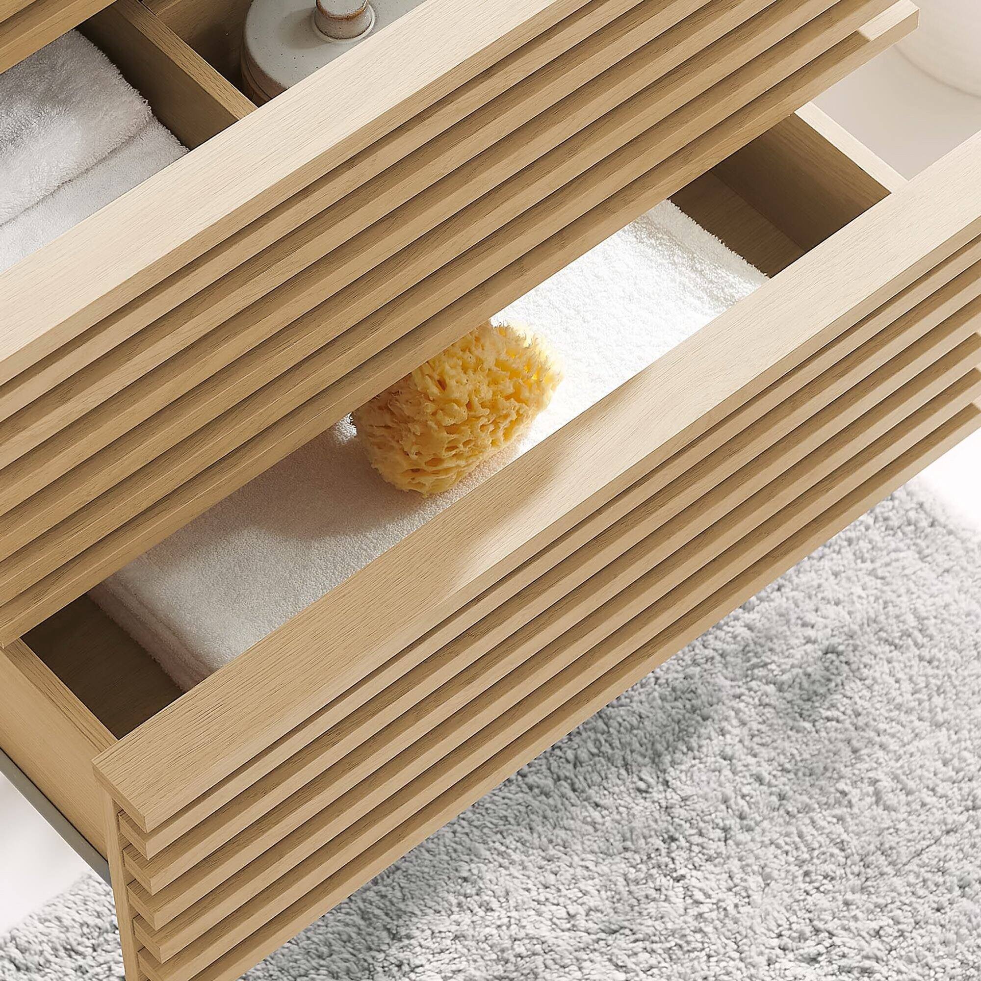 Back. Modway - Render Wall-Mount Bathroom Cabinet Basin Not Included by Modway - Oak.