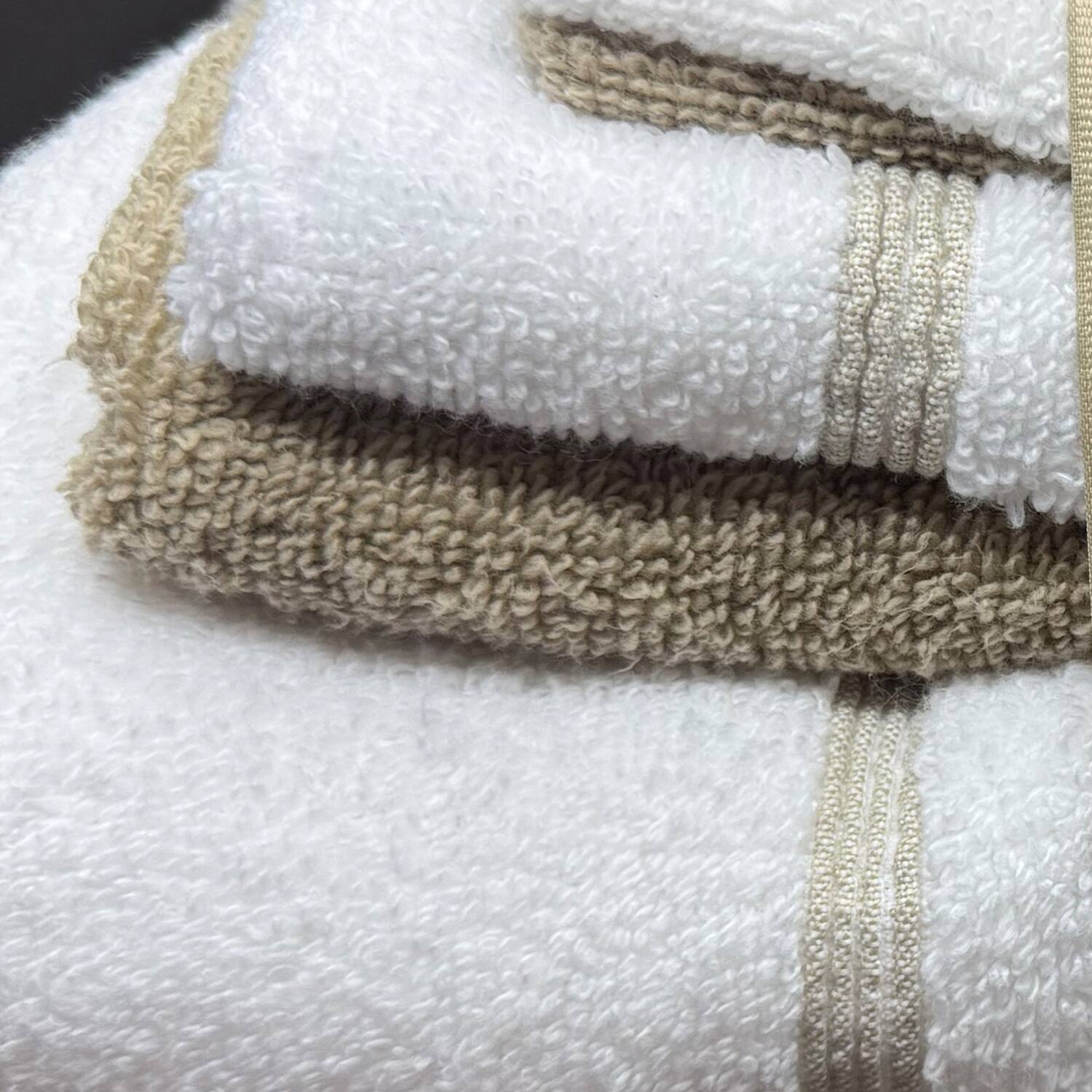 Alt View 1. Plazatex - Plazatex Two Tone  Zero Twist 100% Cotton Soft & Absorbent 6 Piece Bathroom Towel Set Taupe - Taupe.