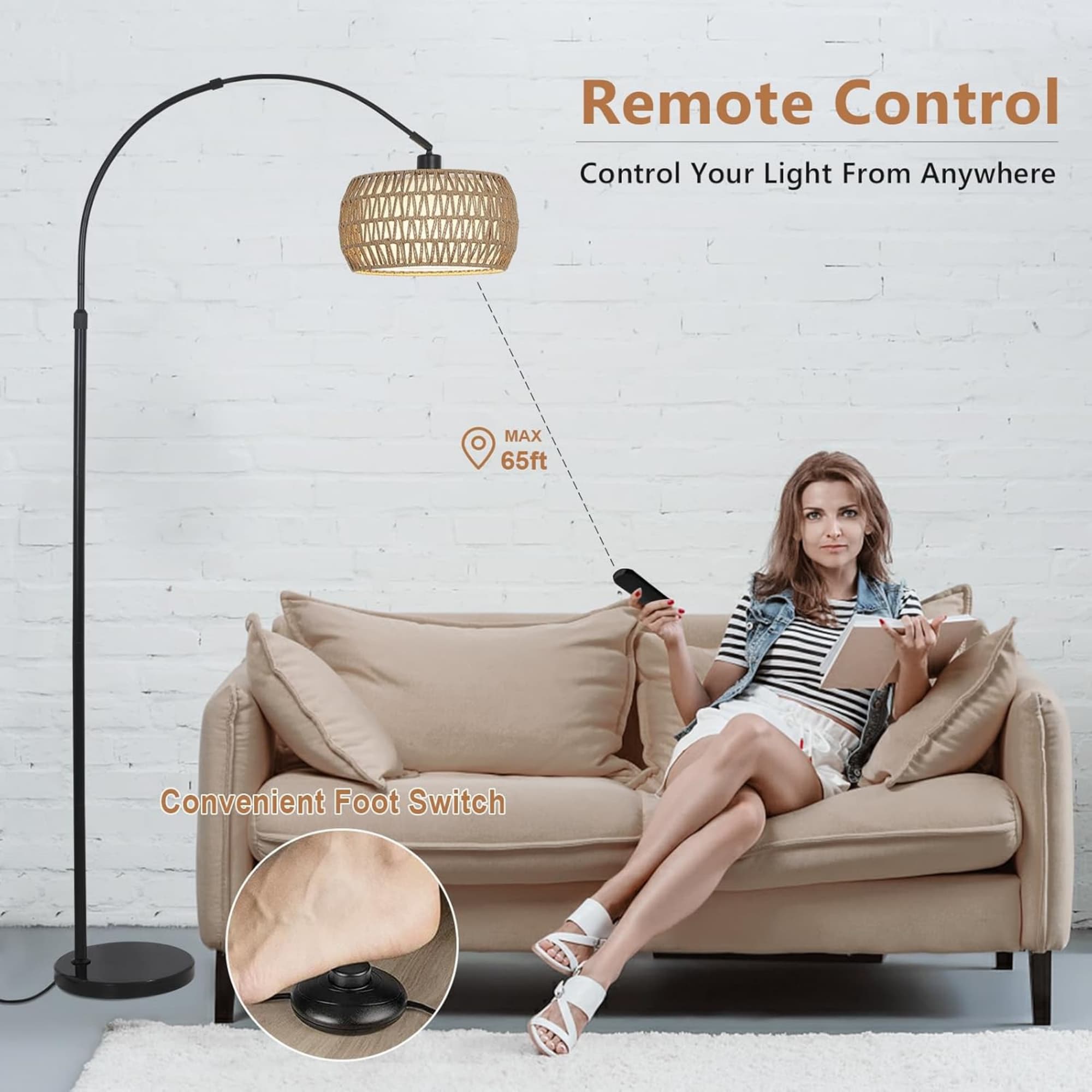 Remote Control  
Control Your Light From Anywhere  
MAX 65ft  
Convenient Foot Switch