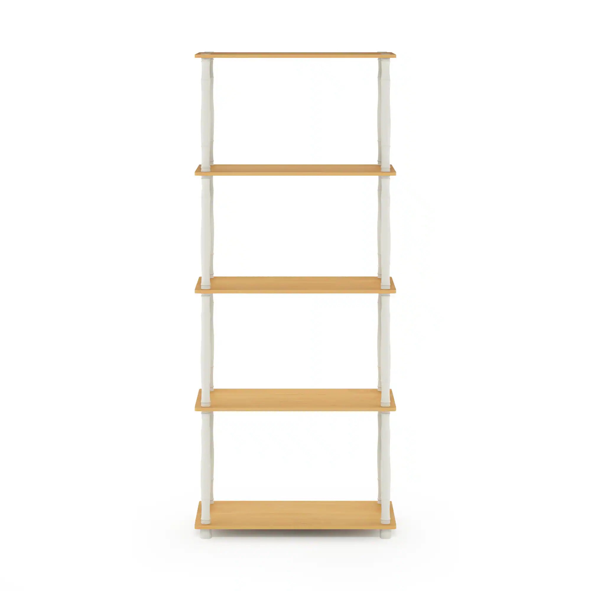 Alt View 2. Furinno - Turn-N-Tube 5-Tier Multipurpose Shelf Display Rack with Classic Tubes, Beech/White - Beech/White.